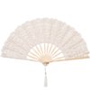 BABEYOND Cotton Lace Folding Handheld Fan Embroidered Bridal Hand Fan with Bamboo Staves for Wedding Decoration Dancing Party (Beige)