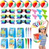 VICHTOP Pool Party Favors, Summer Beach Party Favors for Kids, Pool Party Decorations Supplies Including Beach Balls, Kids Sunglasses, Bubble Wands (36PCS Party Favors)