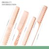 4 Types Metal Comb Professional Aluminum Dressing Comb Cutting Combs Set for Barber Hair Styling, Included Fine Cutting Comb, Rat Tail Comb, Detangling Comb, Handle Comb - Rose Gold