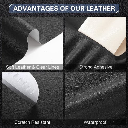 Leather Repair Kit for Furniture 4"x 63" Leather Tape Repair Patch Self Adhesive Leather Repair Patch Kit for Car Seat, Couches, Boat Seat, Sofa, Chair - Black