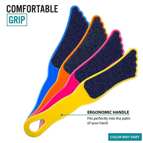 Trim Dual-Sided Essential Foot File Care Tools for at Home Pedicures (Colors May Vary), Callus Remover for Feet with 60 and 120 Grit Surfaces, Ergonomic Shape, Easy & Comfortable to Use, Blue, Orange, Yellow Or Pink