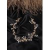 Jumwrit Wedding Headband Earrings Set Handmade Rhinestone Crystal Headpiece Flower Leaves Hair Band Dangle Earrings Bridal Hair Accessories for Women Girls Bride Bridesmaid（Gold）