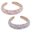 Yonchic 2-Piece Rhinestone Headband, Bling Diamond Headbands for Women Girls Thin/Medium Thick Hair, Glitter Sparkle Jeweled Hair Accessories (Pink & Purple)