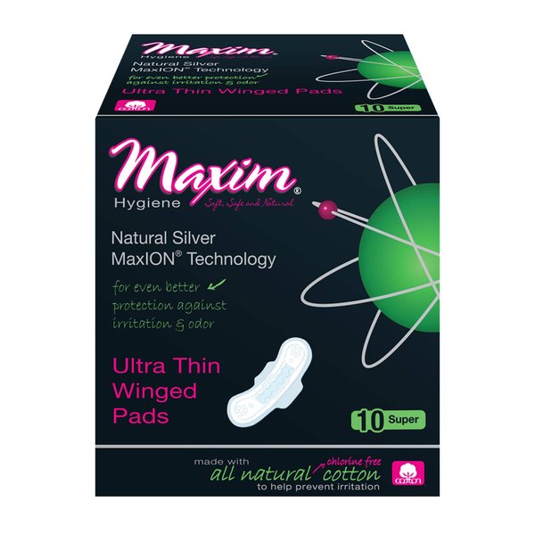 Maxim Cotton Organic Sanitary Pads (1 Pack, MaxION-Wing-Nighttime)