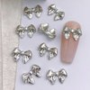 30 Pcs Y2K Silver Bow Nail Charms,3D Alloy Bows Nail Charm Cute Bowknot Nails Charms Kawaii Long Ribbon Bowknots Nail Art Charms for Women Nail Art Supplies Nail Designs Nail Decor Nail Accessories