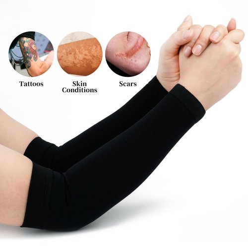 Chrontier Full Arm Sleeve for Men Women Cooling Arm Sleeves UV Protection Compression Sun Cycling Running Golf Outdoor Sports Tattoo Cover Up Concealer Brown