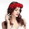 DNHCLL Rose Flower Crown Fake Flower Crowns Headbands For Women Girl Rose Floral Head Piece Hair Crown Pet Headband Flower Wreath (Red)