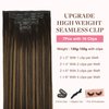 GOO GOO Seamless Clip In Hair Extensions Remy Real Human Hair Extension with Invisible PU Skin Weft 22 Inch 150g 7pcs Dark Brown to Chestnut Brown Natural & Thick & Straight Hair Extensions for Women