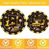 92 Pcs Construction 1st Birthday Party Supplies Dump Truck Theme One Tableware Includes Hanging Swirl, Ballons, Plates, Table Cloth for Boys Im Digging Being 1 Birthday Party Decorations Favors