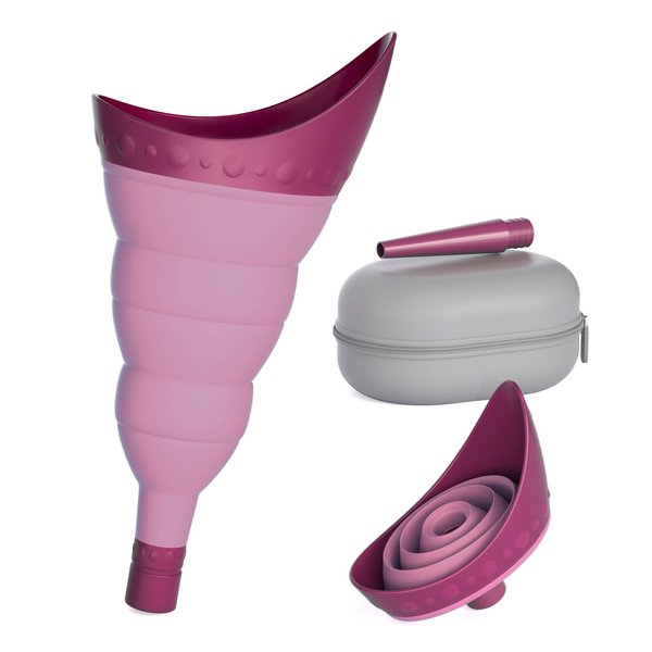 TRIPTIPS Pee Conch Foldable Female Urinal Device Portable Urinal for Women Pee Funnel for Women Travel, She Pee Cup for Women, Stand to Pee Reusable Womens Urinal Funnel with Tube and Case (E-Purple)