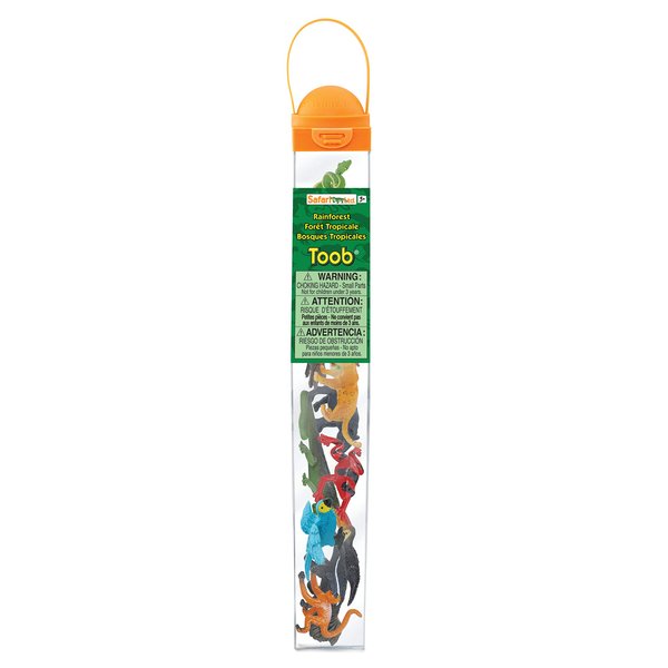 Safari Ltd. Rainforest TOOB - 11 Figurines: Macaw, Frogs, Toucan, Iguana, Monkey, and More - Educational Toy Figures For Boys, Girls, and Kids Ages 3+