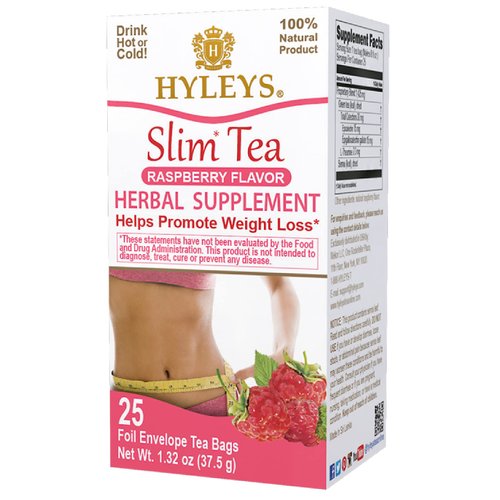 Hyleys Slim Tea Raspberry Flavor - Weight Loss Herbal Supplement Cleanse and Detox - 25 Tea Bags (1 Pack)