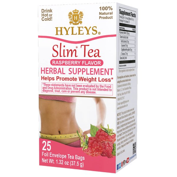 Hyleys Slim Tea Raspberry Flavor - Weight Loss Herbal Supplement Cleanse and Detox - 25 Tea Bags (1 Pack)