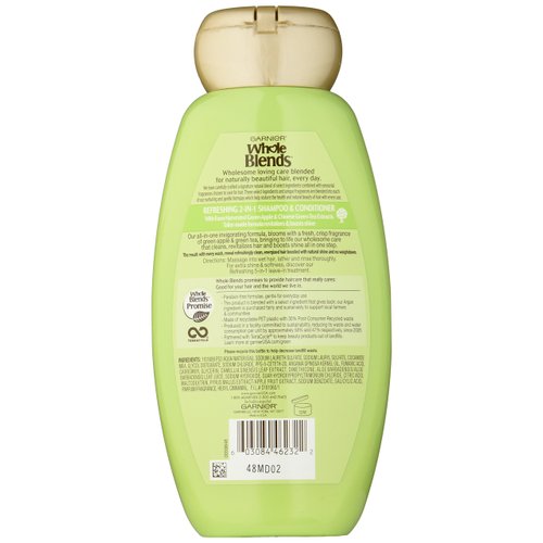 Garnier Whole Blends Refreshing 2in1 Shampoo with Green Apple & Green Tea Extracts, 12.5 fl. oz.