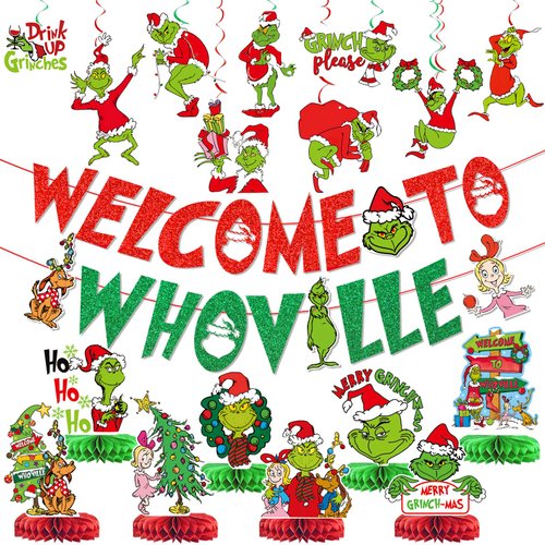 Whoville Christmas Decorations Welcome To Whoville Banner Whoville Decorations with Christmas Banner for Whoville Decor Christmas Party Decorations Christmas Party Supplies