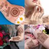 Brown Henna Temporary Tattoo Semi Permanent Fake Tattoos Mandala Flowers Lace Tattoo Stickers Waterproof Tattoo Markers Wedding Party Festival Tattoos Decorations Face Body Tattoo Supplies Set 6PCS