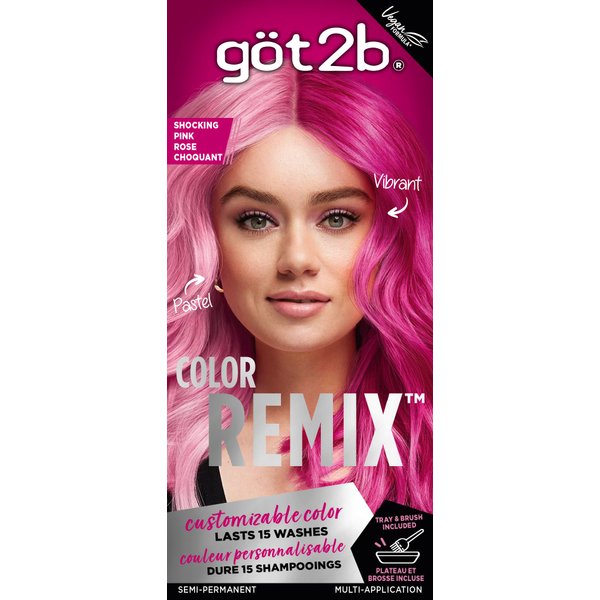 Got2b Color Remix, Customizable Semi-Permanent Hair Color, 093 Shocking Pink