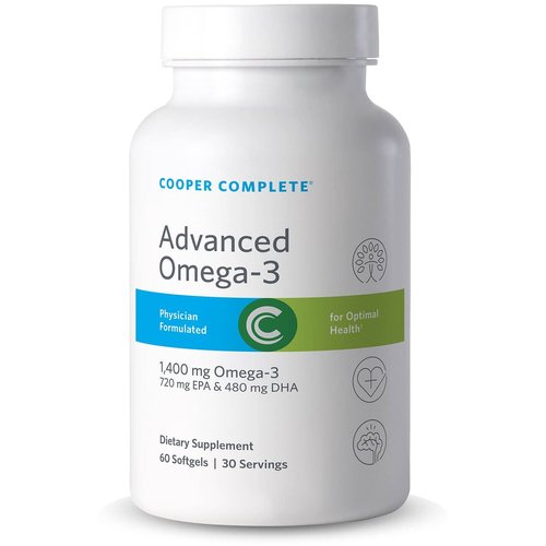 Cooper Complete - Advanced Omega 3 - Fish Oil Supplement, Concentrated EPA + DHA Omega-3 Fatty Acids 1400 mg - 60 Softgels per Bottle. Pack of 2