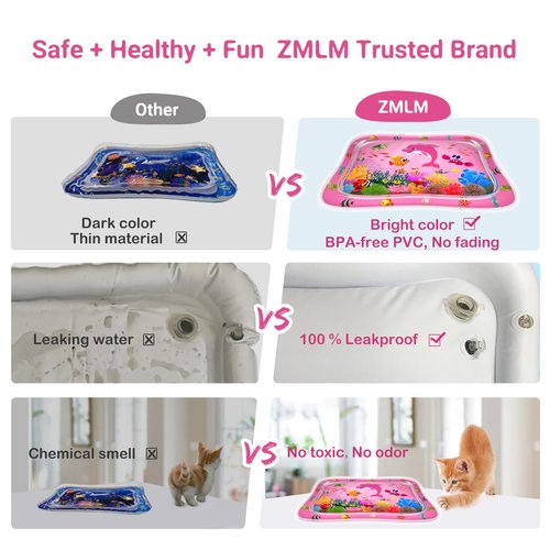 ZMLM Tummy Time Water Mat Baby Girls Gift, Baby Toys for 3-12 Months, Inflatable Infant Baby Tummy Time Toys Valentines Day Easter Gifts Play Mat Sensory Toy for Newborn Boys Girls Stimulation Growth