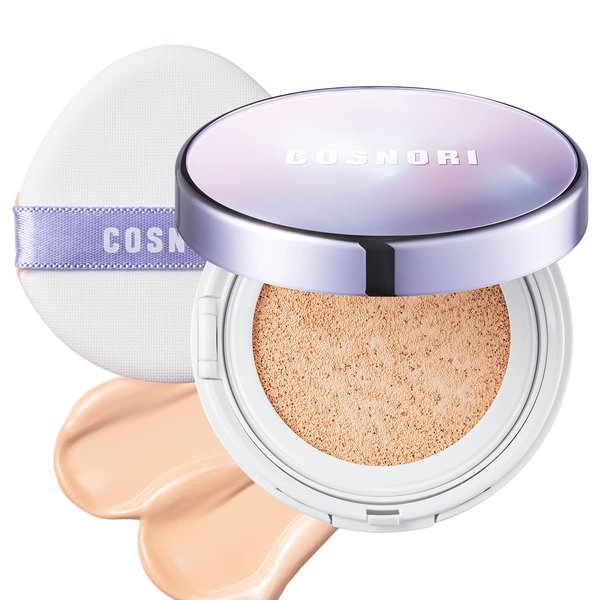 COSNORI Panthenol Barrier Cushion Foundation -Lightweight Formula to Cover Pores & Blemishes – Moisture Dewy Glowing Finish – Long Wearing Formula, 0.41 fl.oz. (01 Ivory)