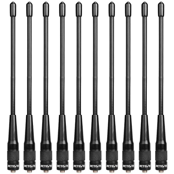 Retevis SMA-F Walkie Talkie Antenna,144/430Mhz Dual Band Antenna,for Aliunce HD1 HD2 Retevis RA79 RT29 RT86 RM21,Compatible with Baofeng UV-5R BF-F8HP 2 Way Radios,2.15dBi High Gain Antenna(10 Pack)