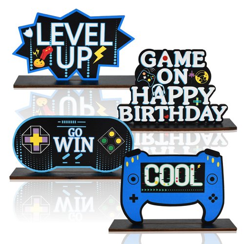 BAOOOFUL Game Night Theme Birthday Supplies,Bitthday Party Decorations for Boys Table Centerpieces for a Kid's Birthday Decorations & Favors（4PCS）