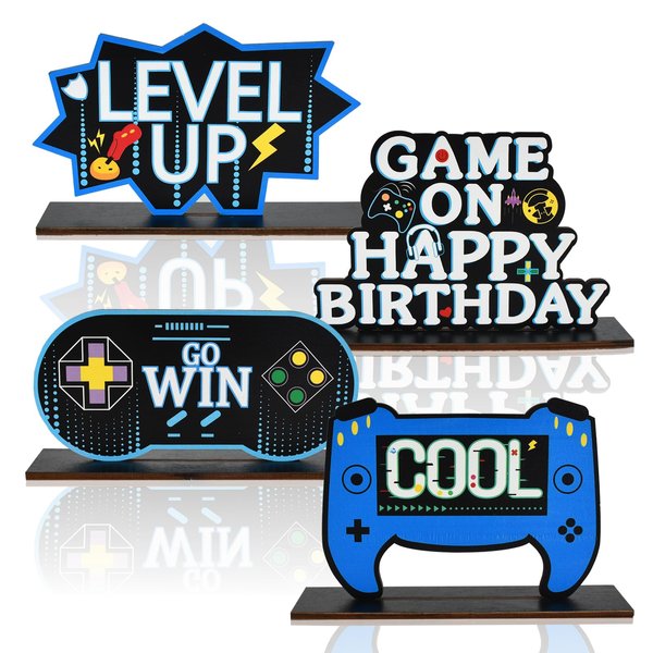 BAOOOFUL Game Night Theme Birthday Supplies,Bitthday Party Decorations for Boys Table Centerpieces for a Kid's Birthday Decorations & Favors（4PCS）