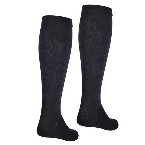 NuVein Men's Compression Socks, 15-20 mmHg Support, Dress Trouser Style, Over Calf Knee High, Black, Medium