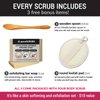 pureSCRUBS Premium Unscented Body Scrub Set - Large 16oz Dead Sea Salt Body Scrub With Infused Essential Oils & Nutrients, Includes Wooden Spoon, Loofah & Oatmeal Exfoliating Bar Soap