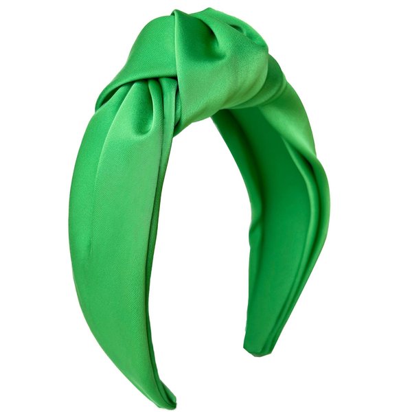 KOVOLITU Green Knotted Headbands for Women Satin Wide Headband Non Slip Head Bands Fashion Headband Hair Styling Accessories Womens Sisters Girls Gifts