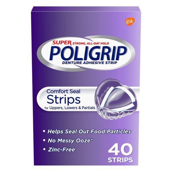 Super PoliGrip Comfort Seal Strips Denture Adhesive - 40 Strips by Super Poligrip Pack of 4