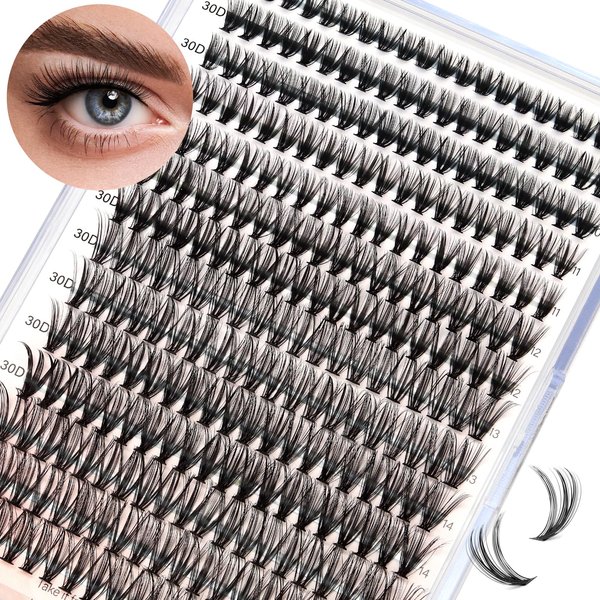 Lash Clusters 280pcs Individual Lashes Extension 9-16mm D Curl Lash Clusters 30D Faux Mink Eyelash Clusters DIY Lash Extensions Self Application At Home by ESHARP