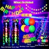 Glow in The Dark Birthday Party Decorations, Neon Birthday Party Decorations with Neon Balloons Garland, Porch Party Sign Let's Glow Crazy for Glow in The Dark Party supplies, Neon Party Decor