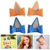 4 Pcs Dog Birthday Party Supplies,​ Blue Ears Hair Clips, Dog Ears Hair Barrettes, Blue Party Bow Decorations Accessories for Halloween Costume Cosplay (Blue, Orange)