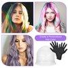 BOWINR 5 Pieces Hair Coloring Highlighting Cap, Silicone Highlight Cap Pull Through Caps Hair Coloring Frosting Cap with Hook, Hair Highlighting Kit Gloves and Brush for Salon Tools Women Men