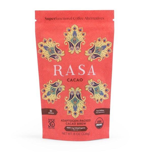 RASA Cacao – Adaptogenic Mushroom Coffee Alternative | Vegan, Keto, Whole 30, Ayurveda Wellness Tonic with Chaga + Reishi (8 oz. / 30 Servings)