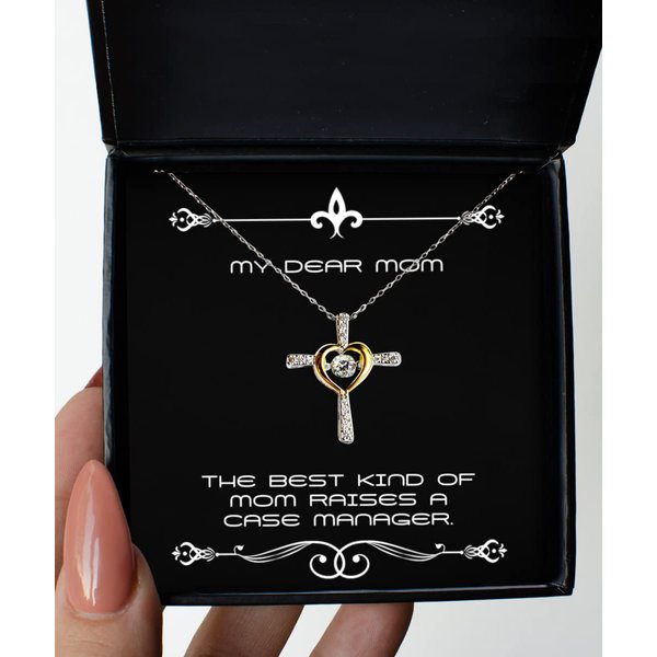 Krumfortable Living Sarcastic Mom Gifts, The Best Kind of Mom Raises a Case Manager., Reusable Christmas Cross Dancing Necklace Gifts for Mother