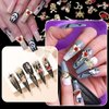 UOTEY 84 PCS 24Styles Gold Halloween Nail Charms, 3D Alloy Spider Skull Hand Halloween Nail Art Charms, Bow Tie Moon Cross Red Nail Gems Charms with Rhinestones DIY Nail Accessories