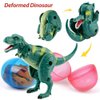 OCATO Easter Eggs Filled with Dinosaur Toys Jumbo Deformation Dinosaur Eggs Easter Egg Fillers Plastic Surprise Eggs Easter Basket Stuffers Easter Party Favors for Kids Boys Girls Toddlers 6 Pack
