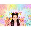Mocsicka Donut Happy Birthday Backdrop for Girls Sweet Candy Birthday Party Decorations Background Cake Table Banner Donut Ice Cream Birthday Photography Background (7x5ft (82x60 inch))