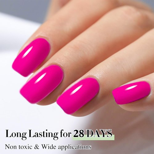 COSMOO 15ml Hot Pink Quick Dry Nail Polish, Neon Pink Vegan Chip-Resistant Long-Lasting Nail Lacquer for Nail Art Varnish, 0.45 fl oz