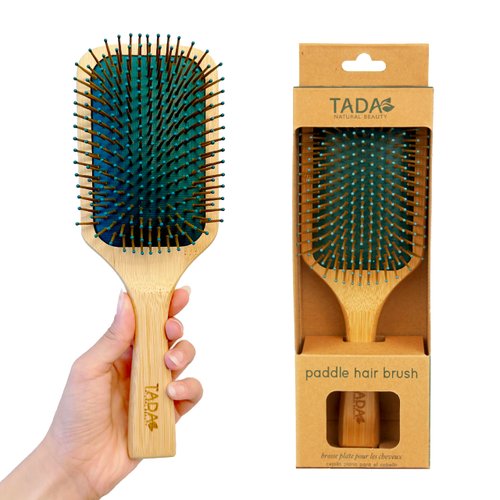 TADA Natural Beauty Bamboo Hair Brush for Hair Growth for Women Men and Kids, for All Hair Types, Natural Bamboo Bristles Detangling Wooden Paddle Hairbrush for Massaging Scalp