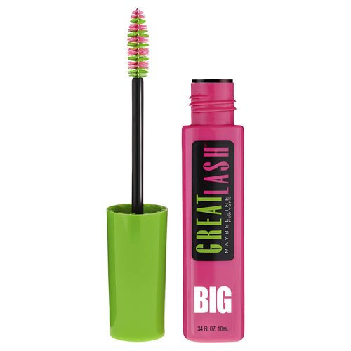 Maybelline New York Makeup Great Lash BIG Washable Mascara, Blackest Black Volumizing Mascara, 0.34 fl oz