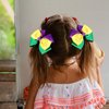 Mardi Gras Hair Bow Clips 3.5" Girls Kids Fat Tuesday Ribbon Cheer Bow Hair Pins Piece Women Circus Carnival Parade Outfit Costume Masquerade Party Decor Accessories Gift 2pcs
