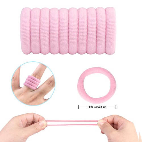 Mini Hair Bands for Girls, Zingso Colored Soft Small Tiny Elastic Hair Ties Rubber Bands Hair Bands Ponytail Holders for Baby Kids Girls (Light Pink(100PCS))