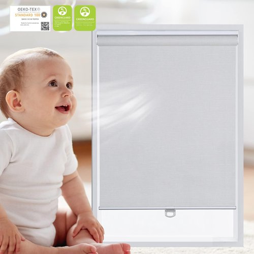 Tonature ECO-Friendly Blackout Roller Shades Cordless Shades & Blinds for Windows Shades Thermal Insulated Shades for Doors, Home and Living Room Inside & Outside Mount (27" W x 64" H, Light Khaki)