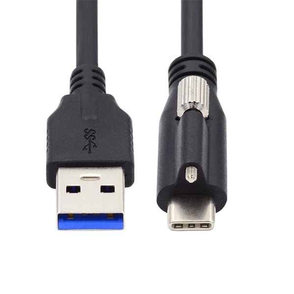 NFHK USB 3.1 Type-C Locking Connector to Standard USB3.0 Data Cable for Camera with Panel Mount Screw 500CM
