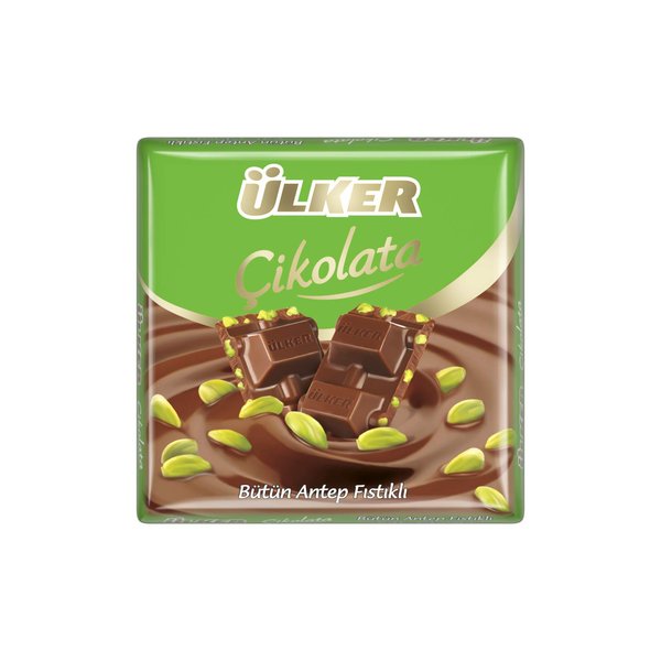 Ulker Antep Fistikli Sulu Cikolata Turkish Milk Chocolate with Pistachio