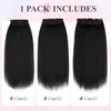 Quantum Love Kinky Straight Clips in Hair Extensions Full Head Yaki Straight Clip Ins for Black Women 14 Inches 4 Pieces Kinky Straight Synthetic Hair Extension