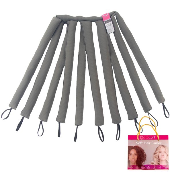 Octocurl Octopus Heatless Hair Curler - Hair Curlers to Sleep In, Overnight Curls, Heatless Curls Headband, Hair Curlers No Heat, Heatless Curlers Hair Rollers, Curlers for Medium Hair (QMax - Grey)